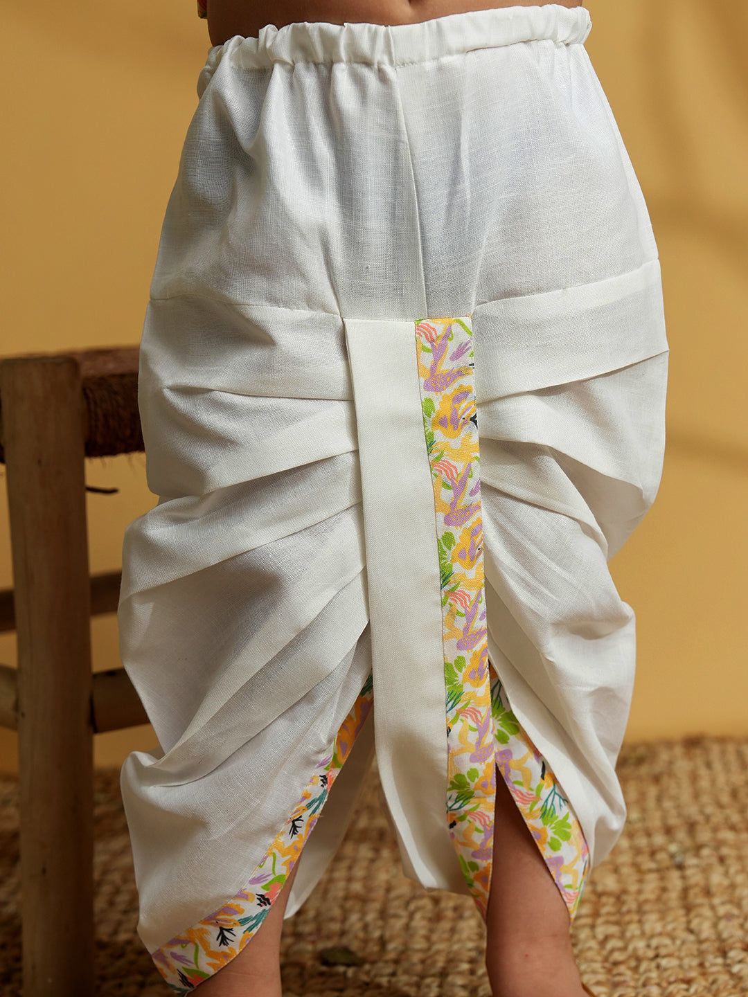 AJ Dezines Yellow Cotton Full Sleeves Printed Dhoti Set