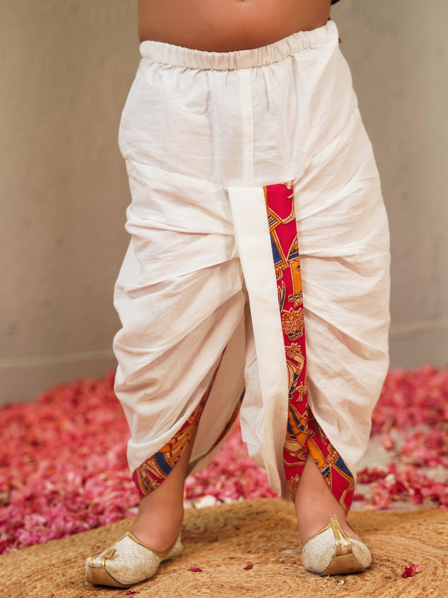 AJ Dezines Pink Cotton Full Sleeves Abstract Printed Dhoti Set