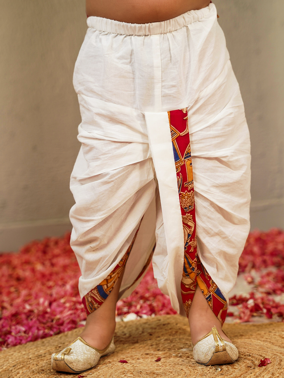 AJ Dezines Red Cotton Full Sleeves Abstract Printed Dhoti Set