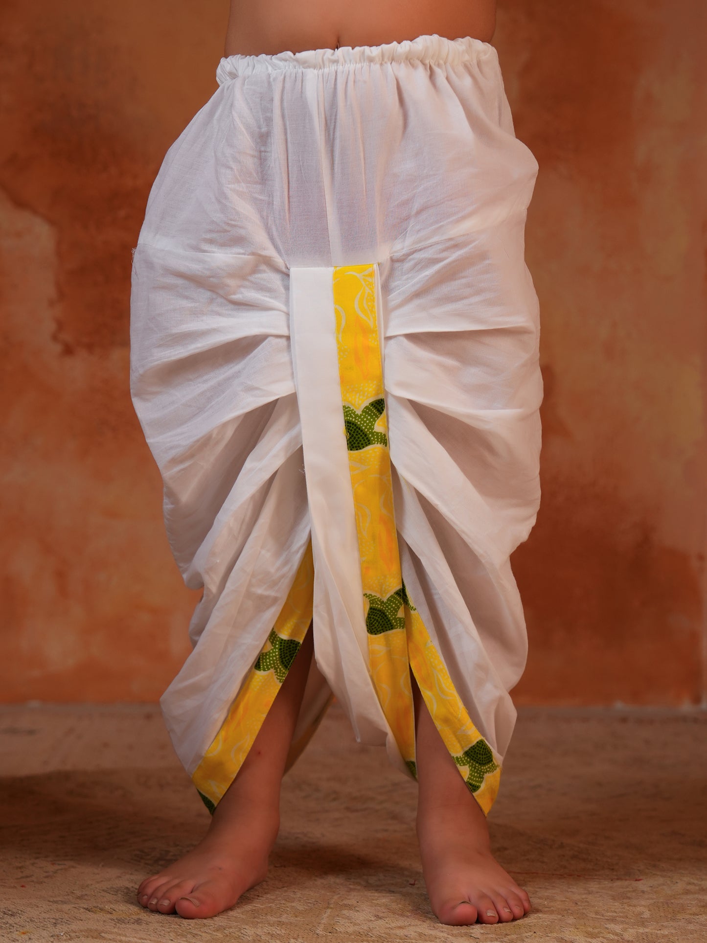 AJ Dezines Yellow Cotton Full Sleeves Floral Printed Dhoti Set