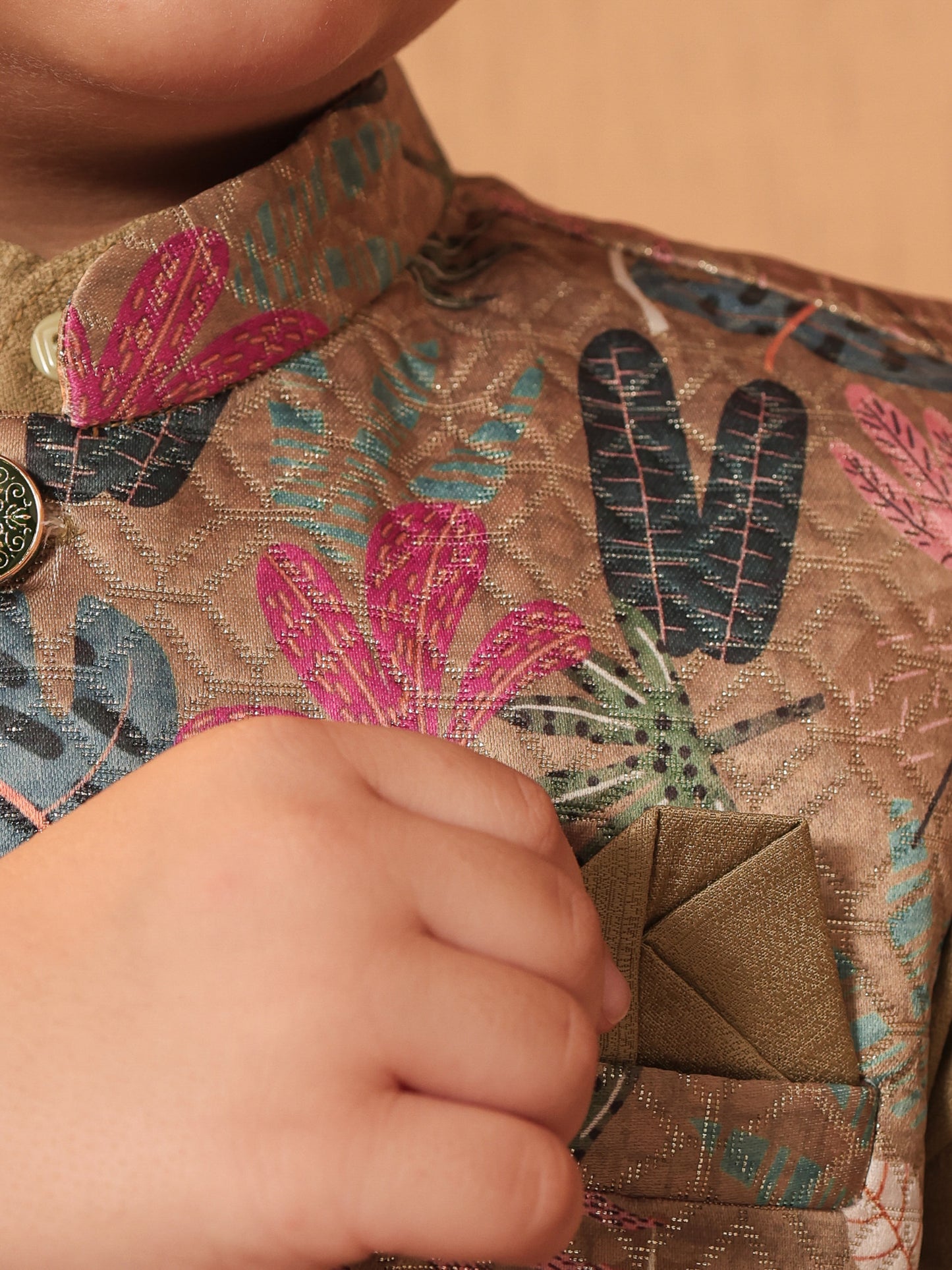 AJ Dezines Green Cotton Full Sleeves Floral Printed Dhoti Set