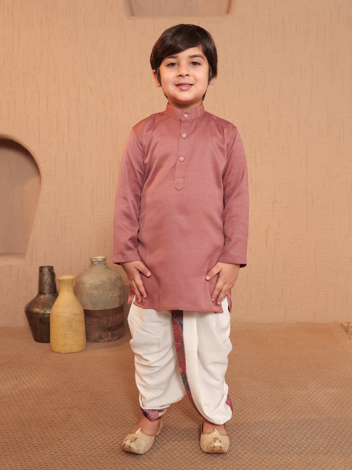 AJ Dezines Pink Cotton Full Sleeves Floral Printed Dhoti Set