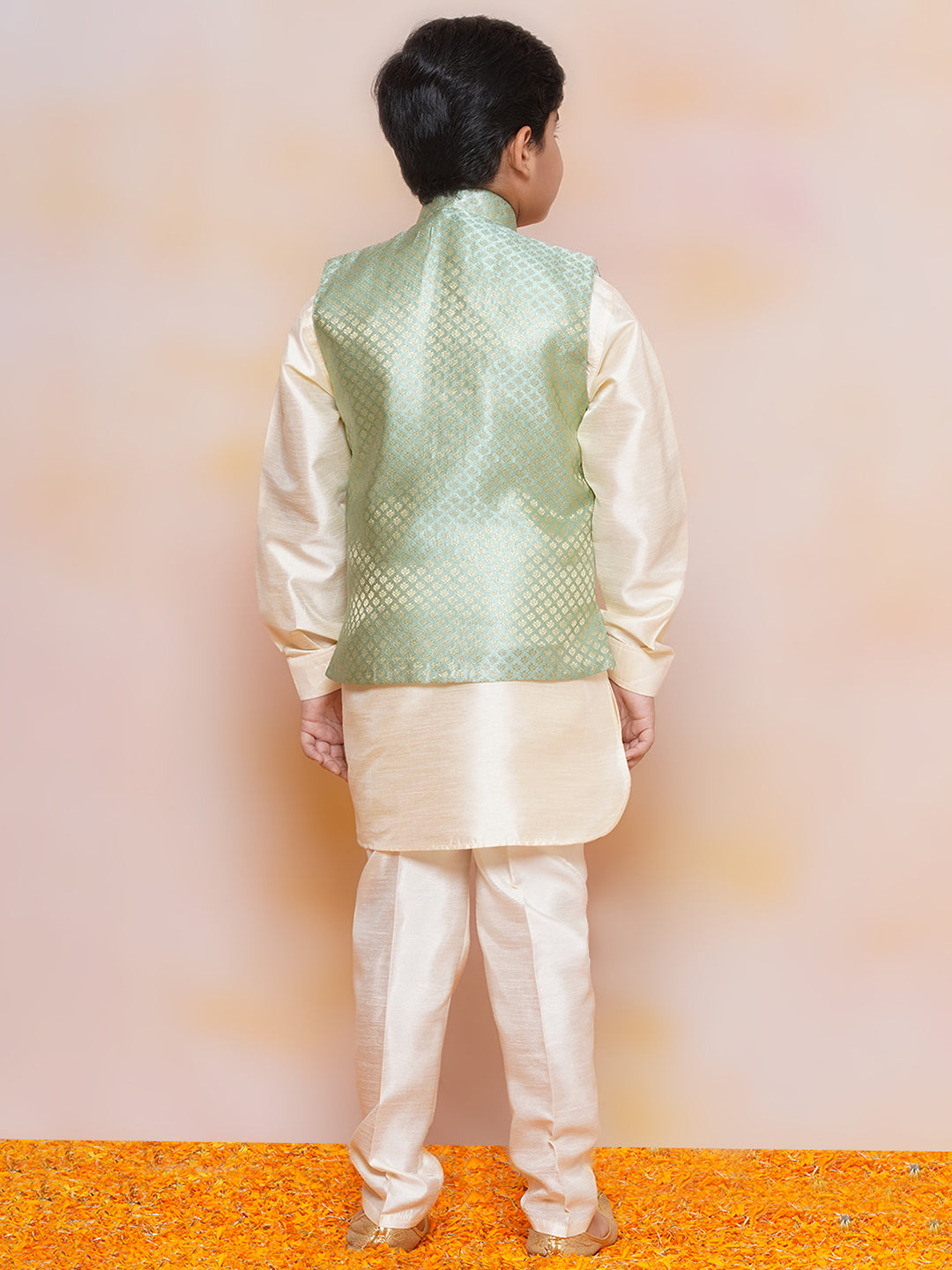 Kids Boys C-Green Printed Jacquard Suit Set