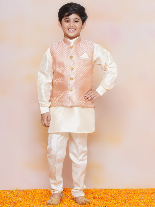 Kids Boys PEACH Printed Jacquard Suit Set