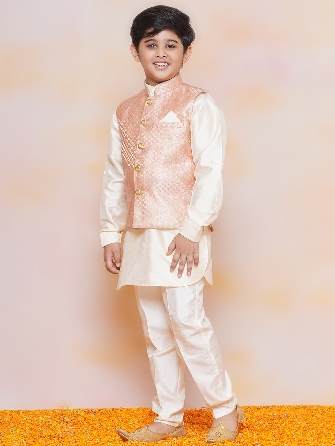 Kids Boys PEACH Printed Jacquard Suit Set