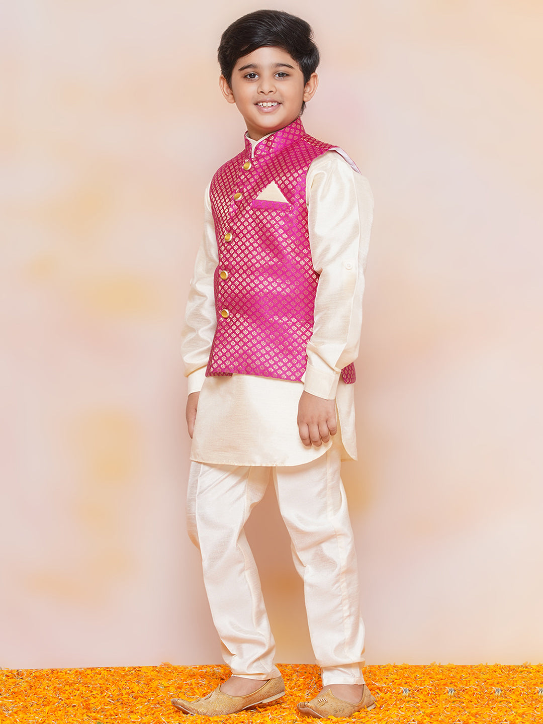 Kids Boys PINK Printed Jacquard Suit Set