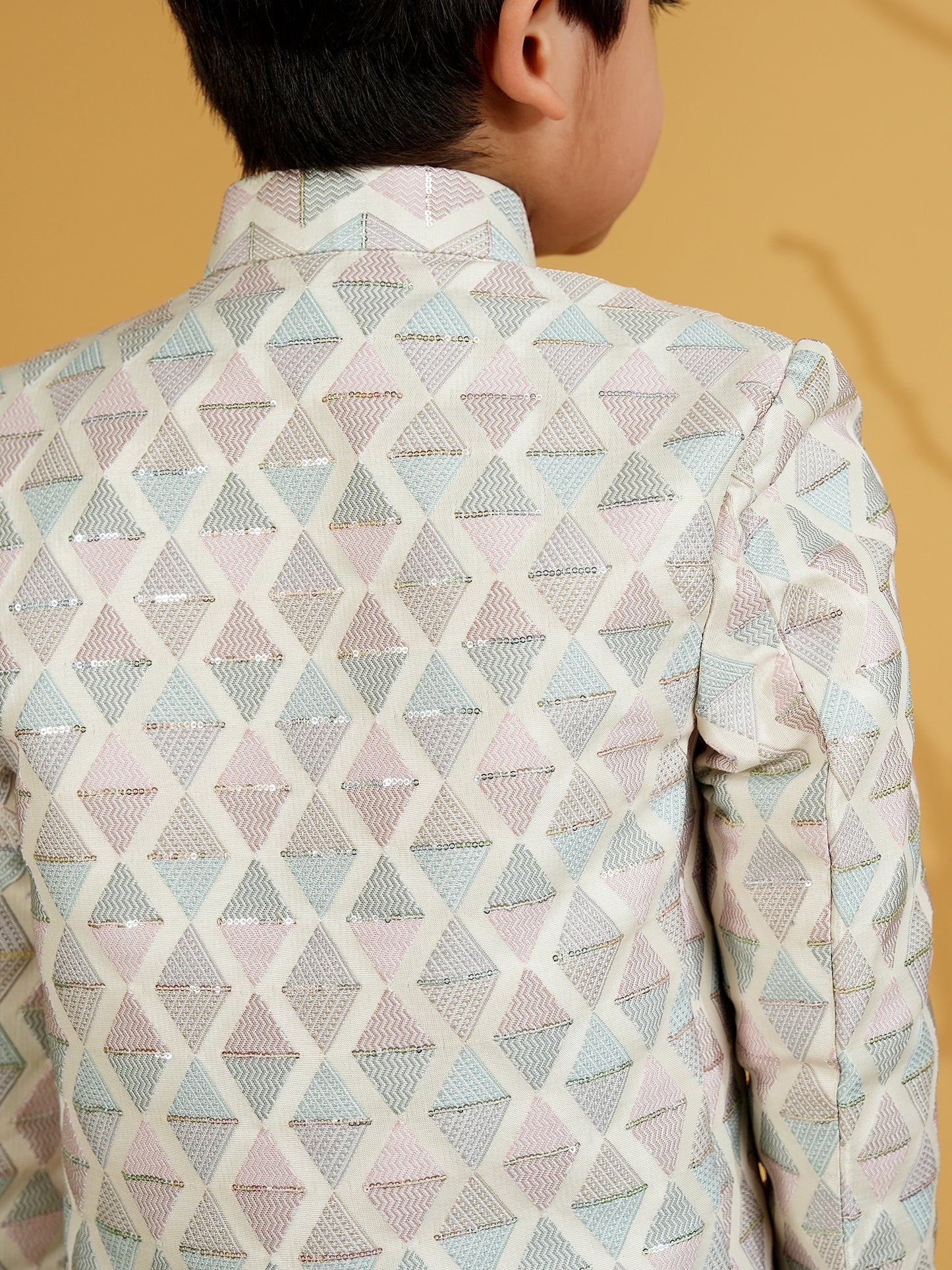 AJ Dezines Purple Cotton Blend Full sleeves Embroidered Sherwani With Pocket Square