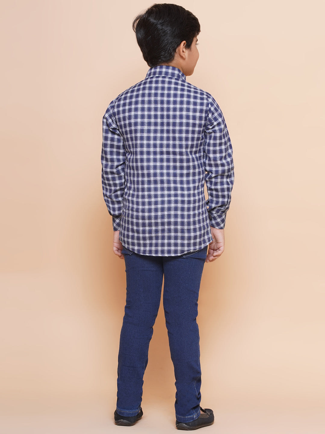 Kids Boys Purple Checkered Cotton Top & Bottom Set