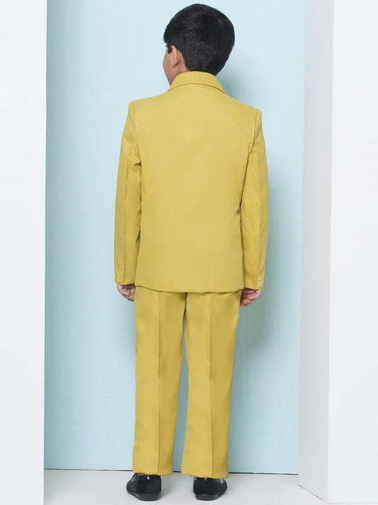 Boys Kids Check Mustard Cotton Blend Suit Set