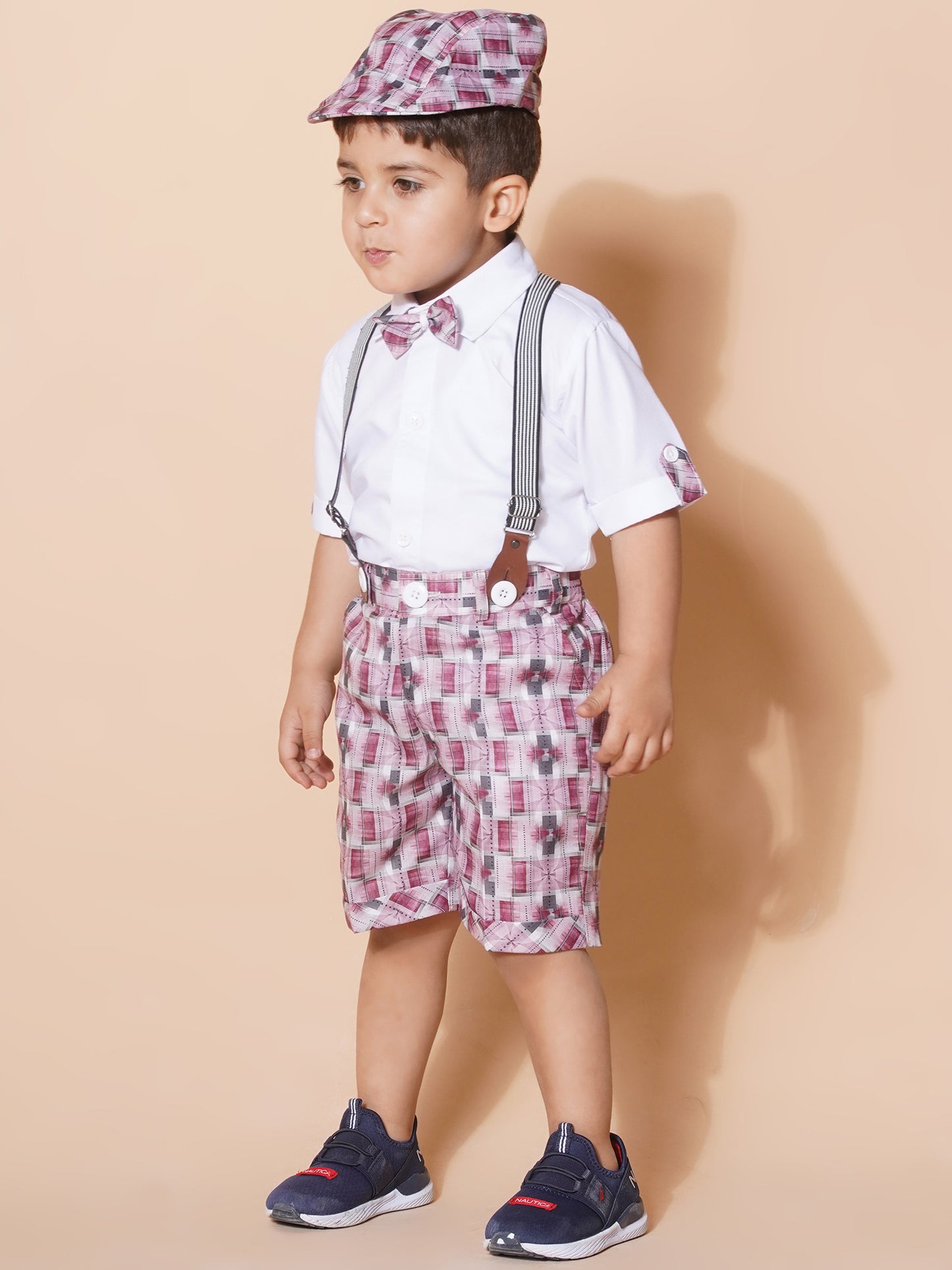 Kids Boys Pink Solid Pure Cotton Dungaree