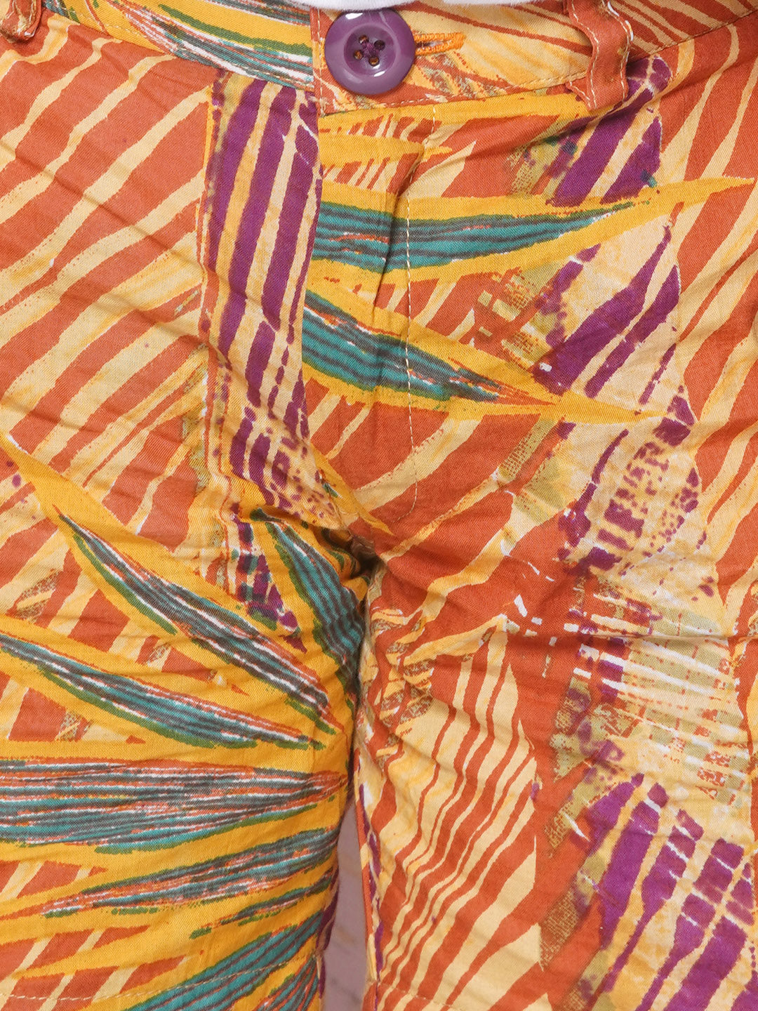 Kids Boys Mustard Tropical Print Cotton CO-Ords Set