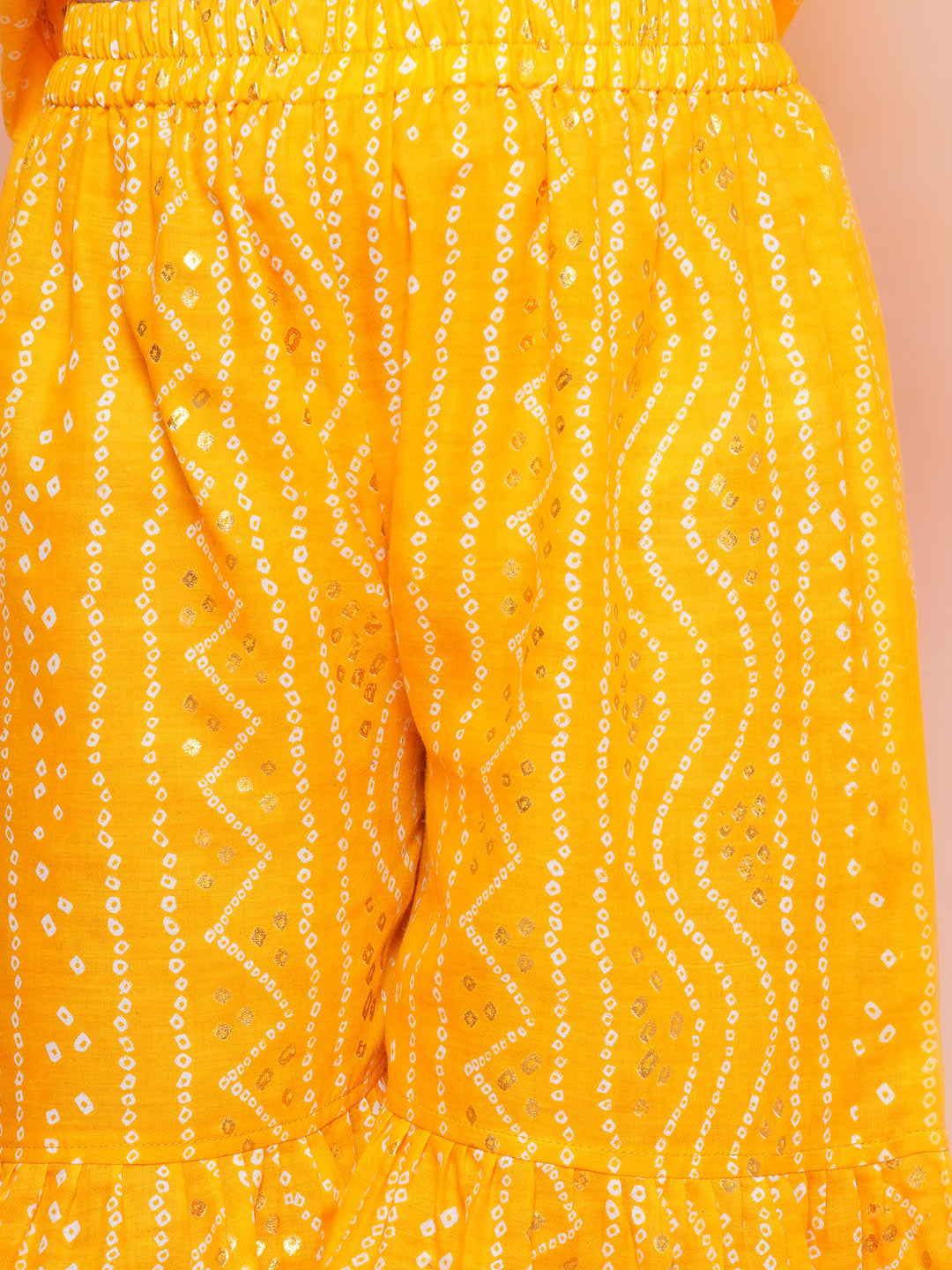 Kids Girls Yellow Printed Cotton Sharara