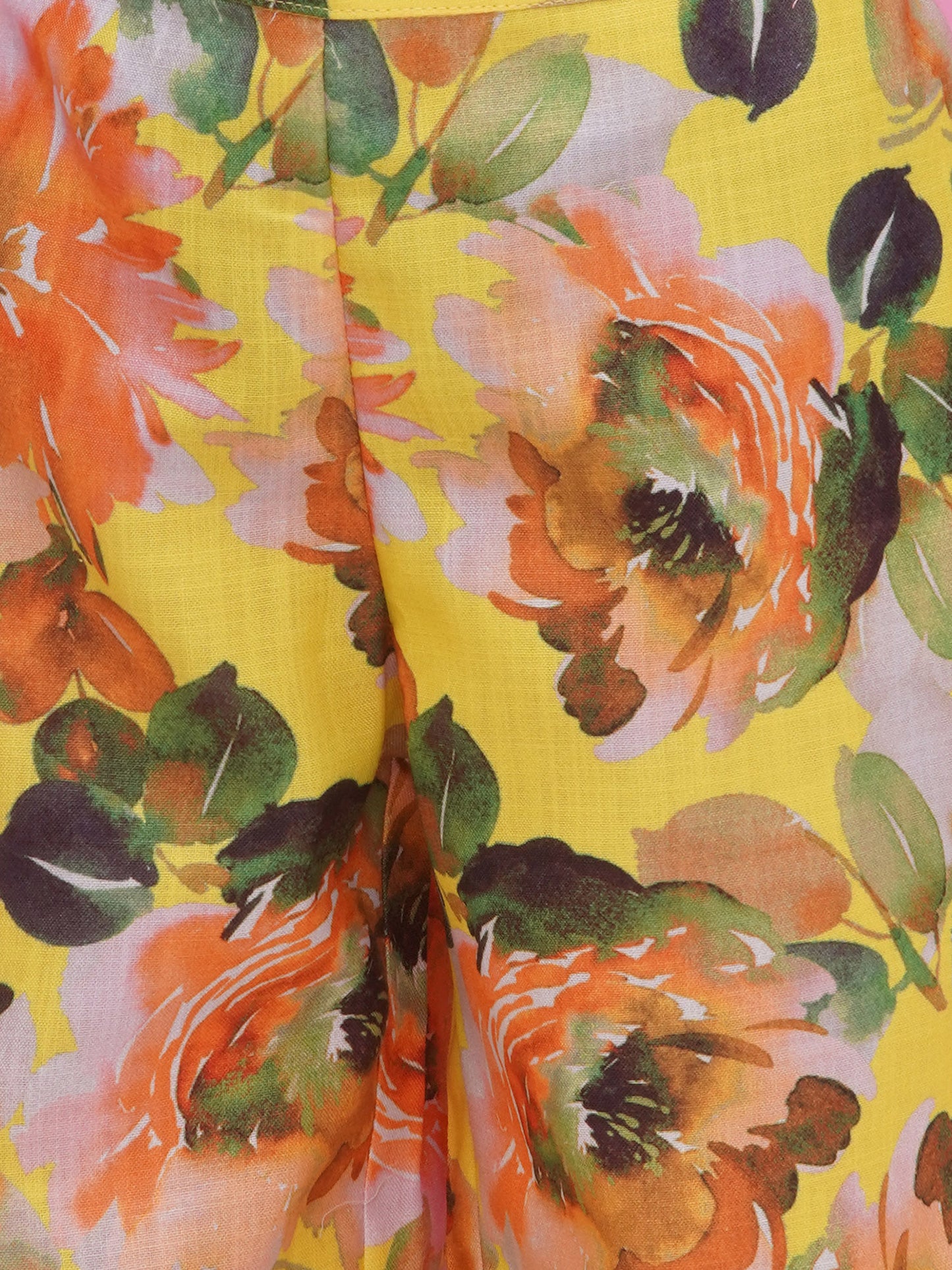 Aj Dezines Yellow Cottom Three-Fourth Sleeves Printed Co-Ords Set For Girls