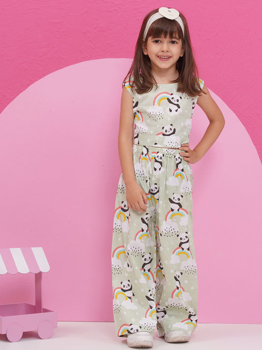 Kids Girls Pista Panda Cotton CO-Ords Set