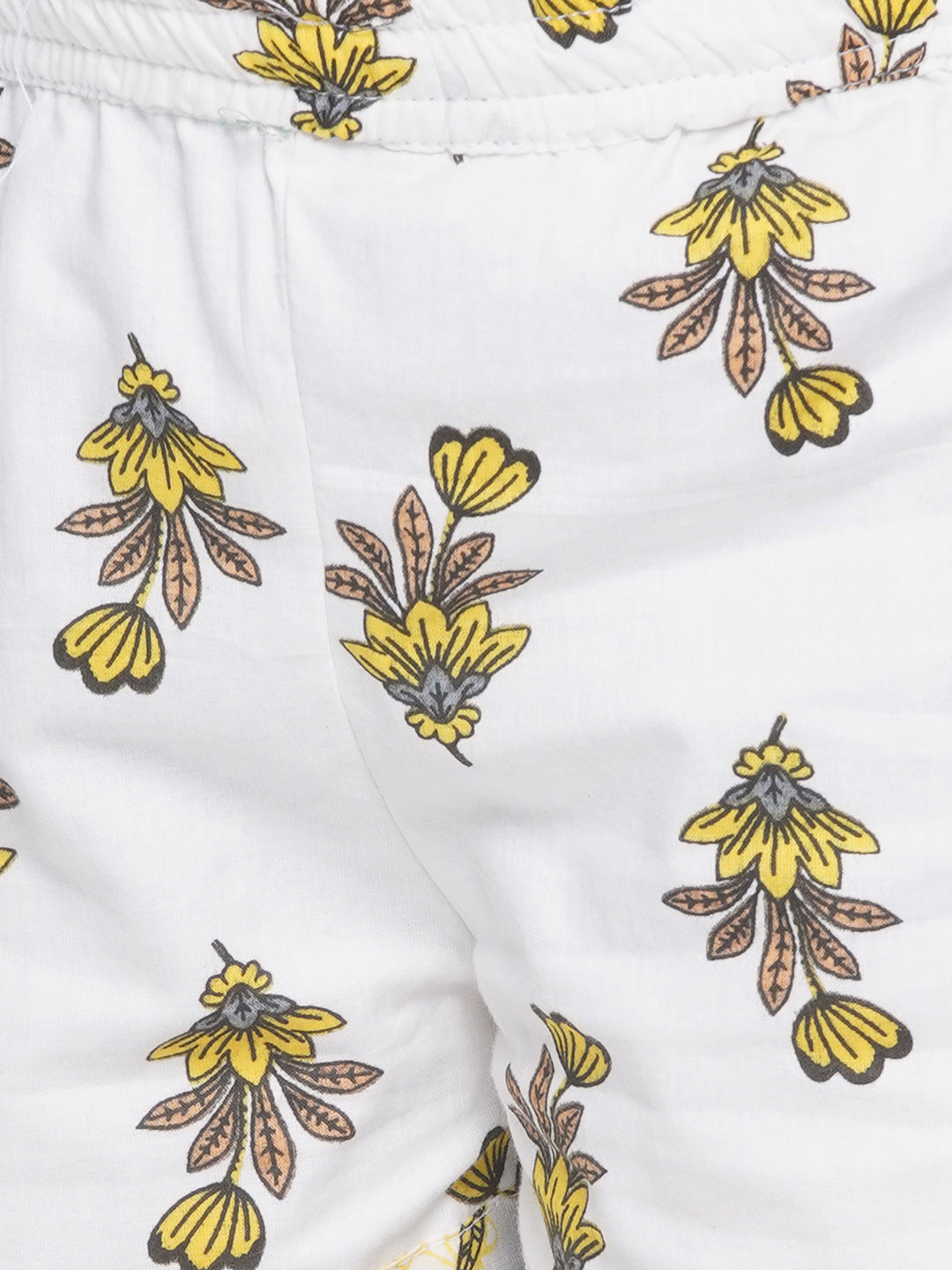 Kids Girls Yellow Floral Print Cotton CO-Ords Set