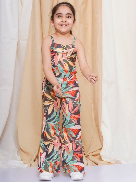 Kids Girls Multi Color Printed Cotton CO-Ords Set