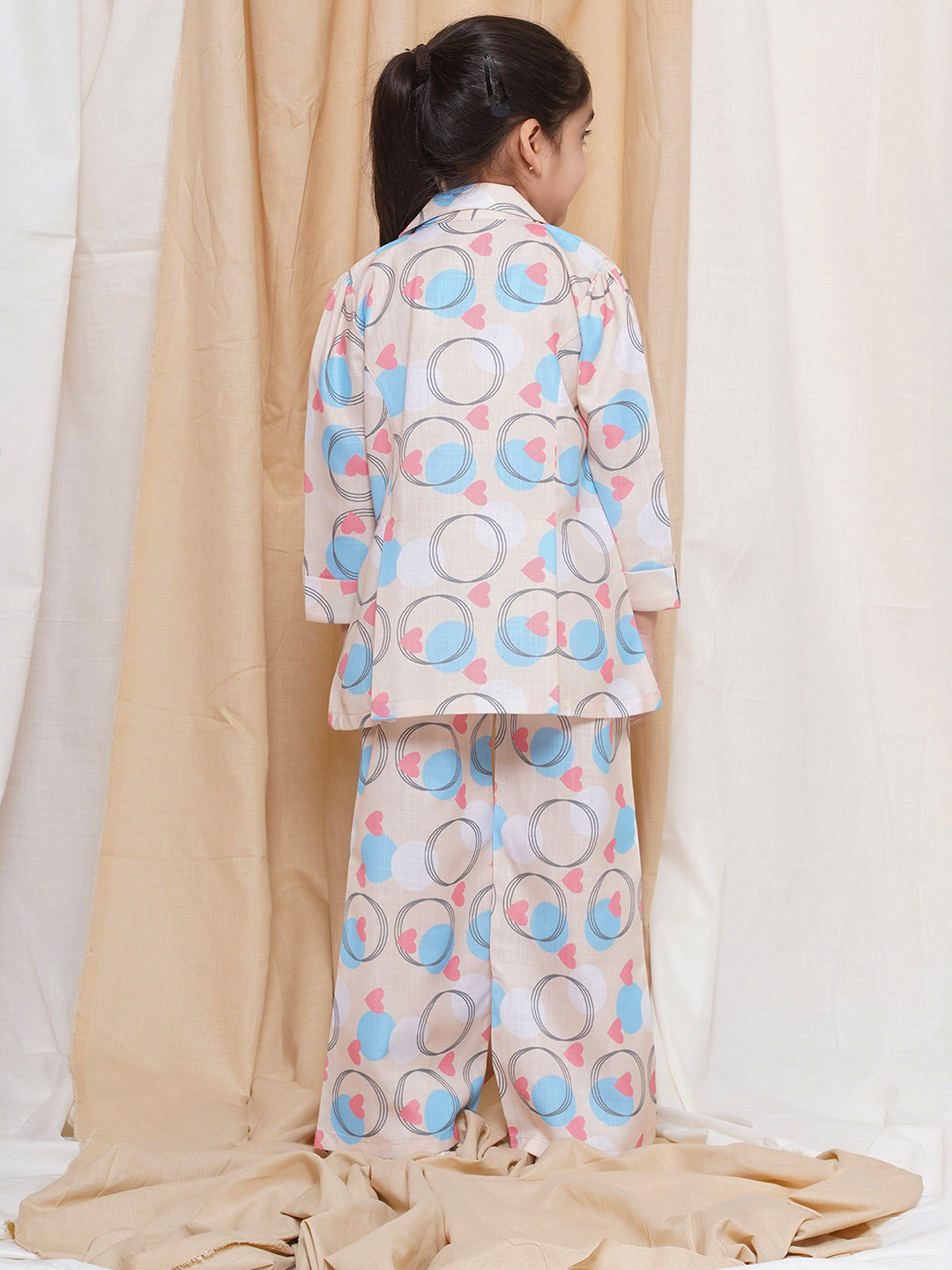 Kids Girls Firozi Printed Cotton CO-Ords Set