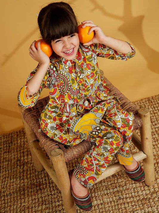 AJ Dezines Multi Color Cotton 3/4th Sleeves Floral Print Girls Co-Ords