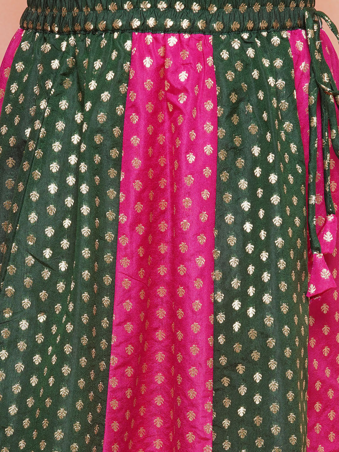 Kids Girls GREEN Embellished Brocade Lehenga Choli