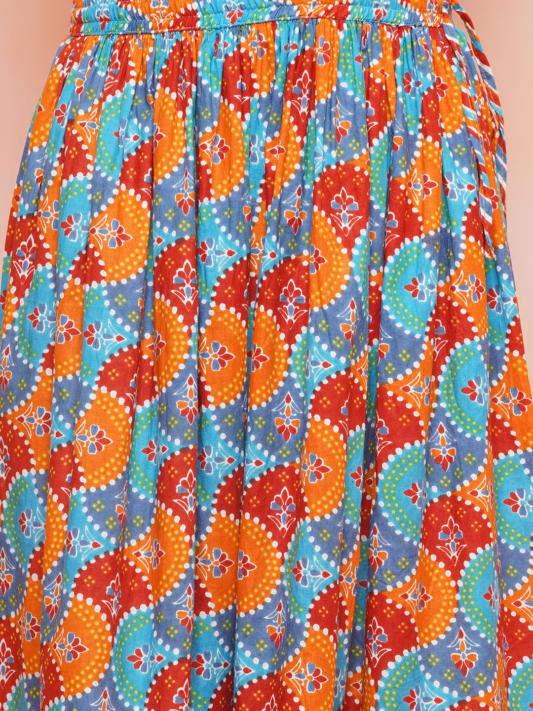 Kids Girls SKY-Blue Printed Cotton Lehenga Choli