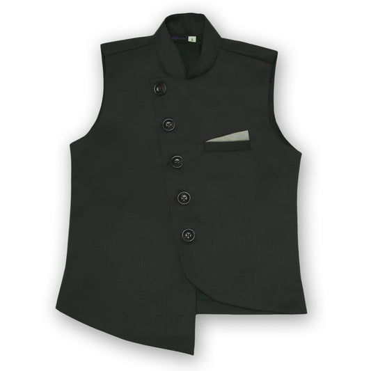 Boys Green Classic Solid Nehru Jacket
