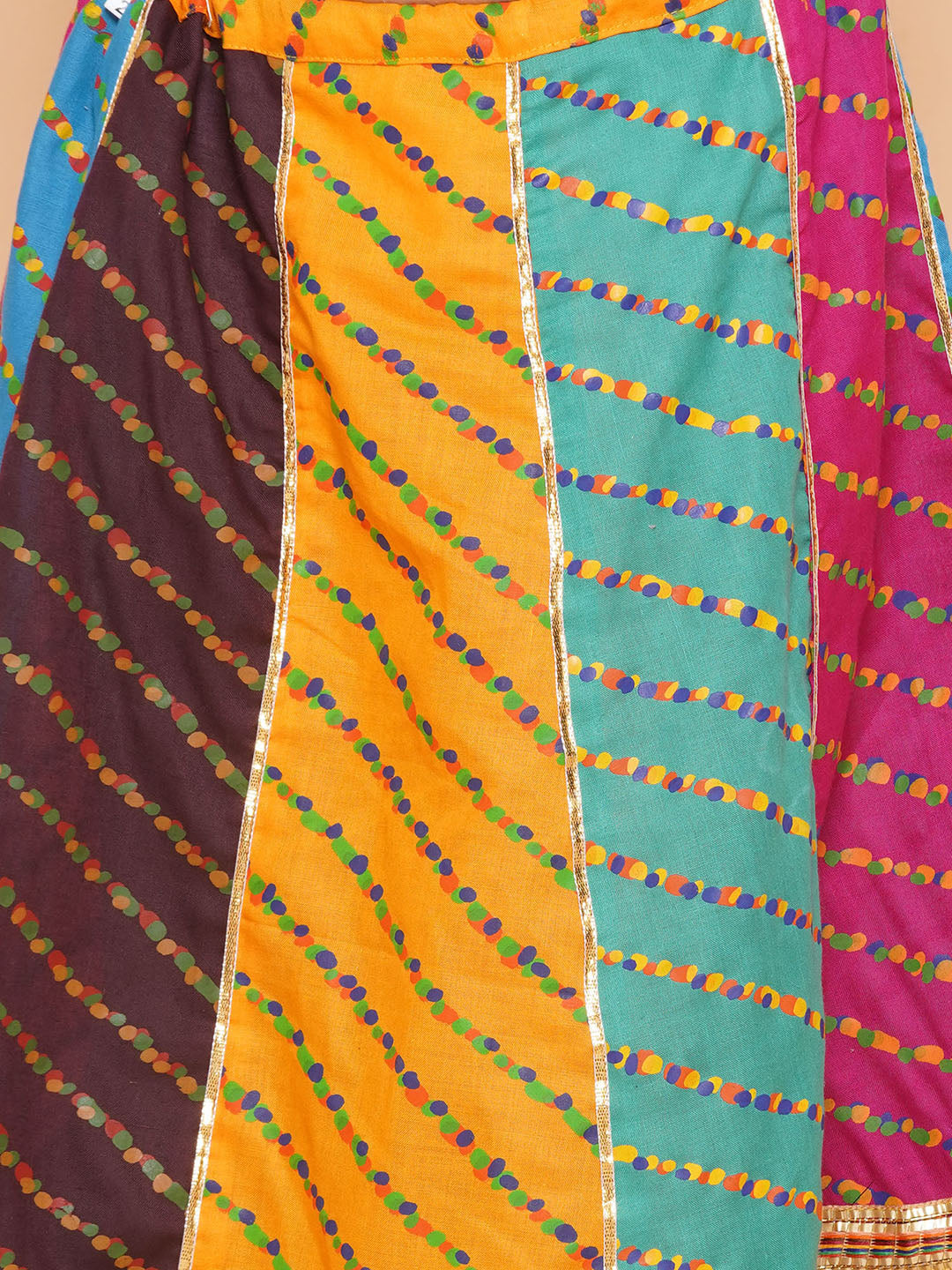 Kids Girls Multi Color Kathyavadi Cotton Lehenga Choli