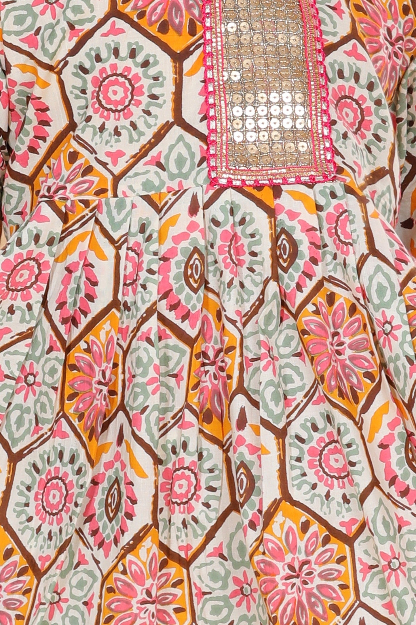 Kids Girls White Printed Pure Cotton Sharara