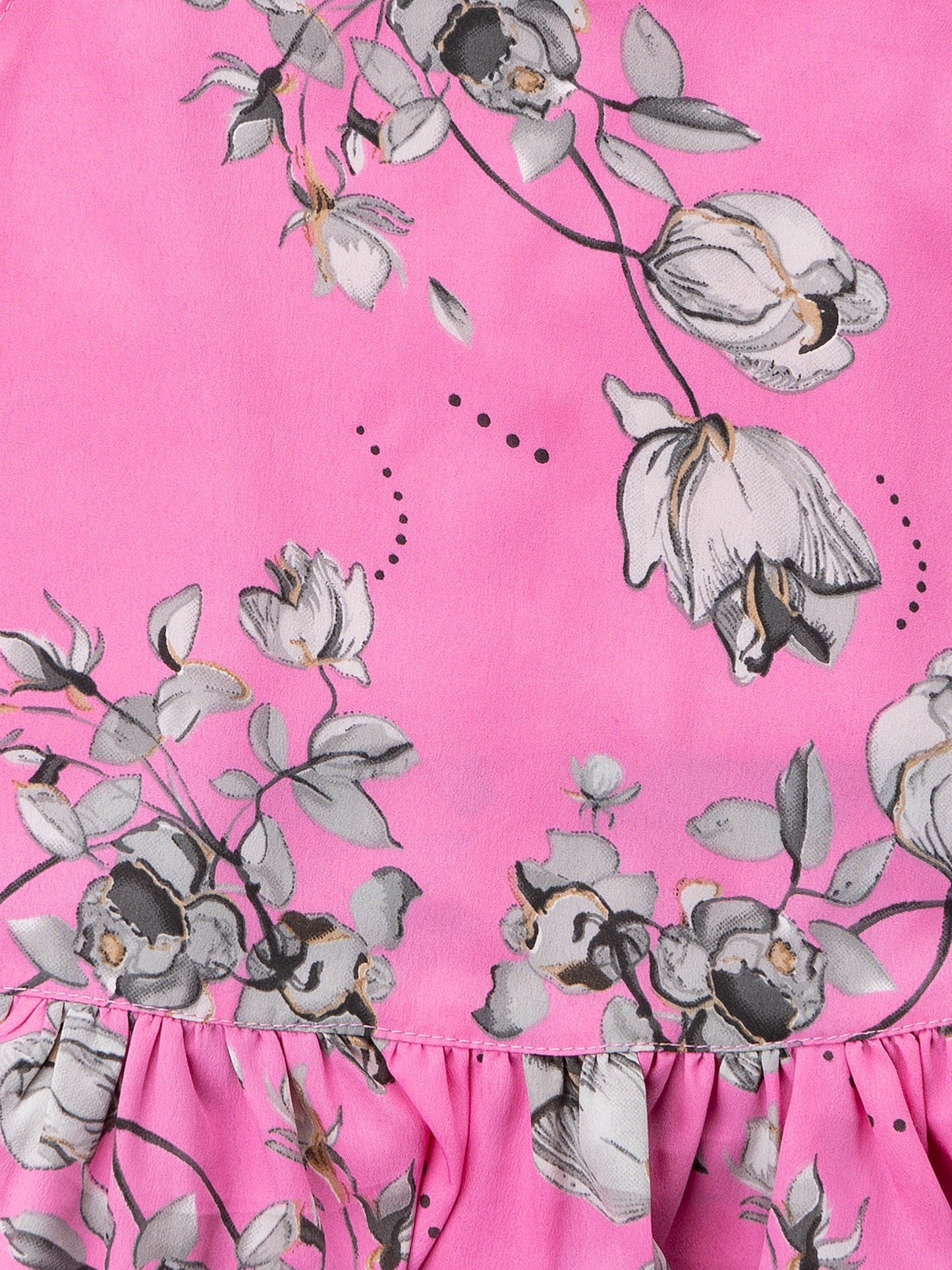 Kids Girls Pink Floral Print Georgette Top & Bottom Set