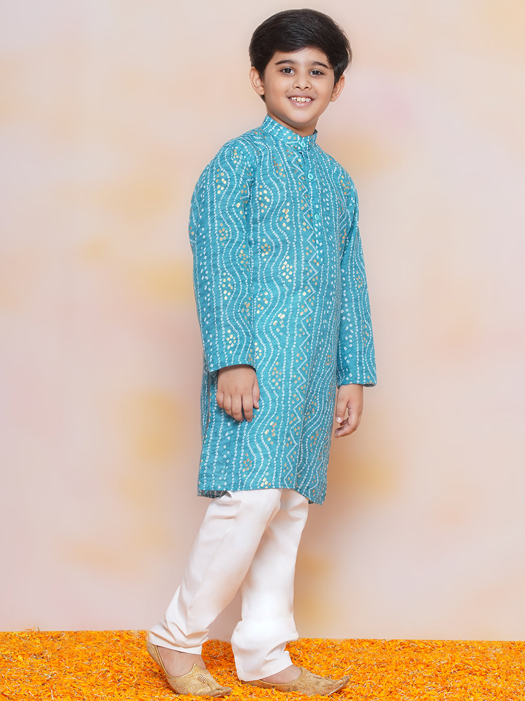 Boys Pure Cotton Kurta Pyjama and Girls Lehenga Sibling Sets-Blue