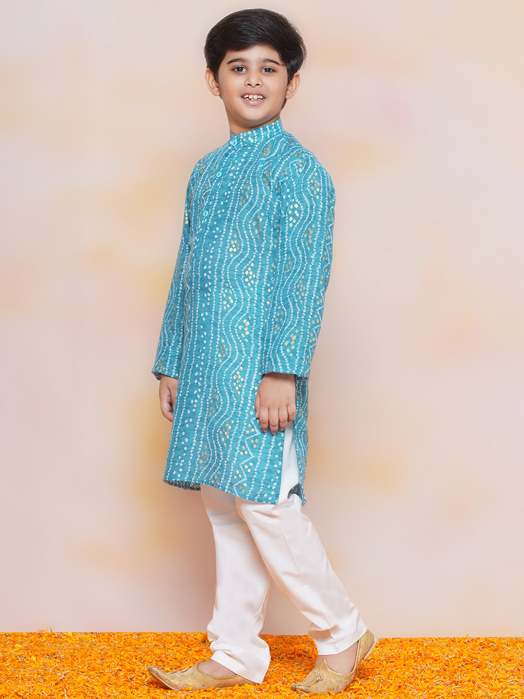 Boys Pure Cotton Kurta Pyjama and Girls Lehenga Sibling Sets-Blue