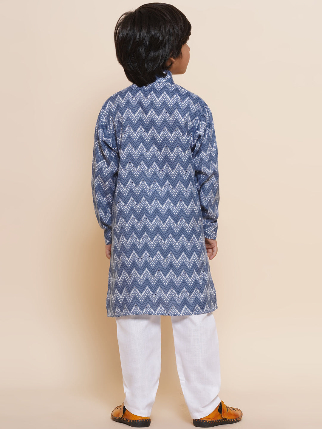 Boys Pure Cotton Kurta Pyjamas and GirlsKurti with Salwar Sibling Sets -Blue