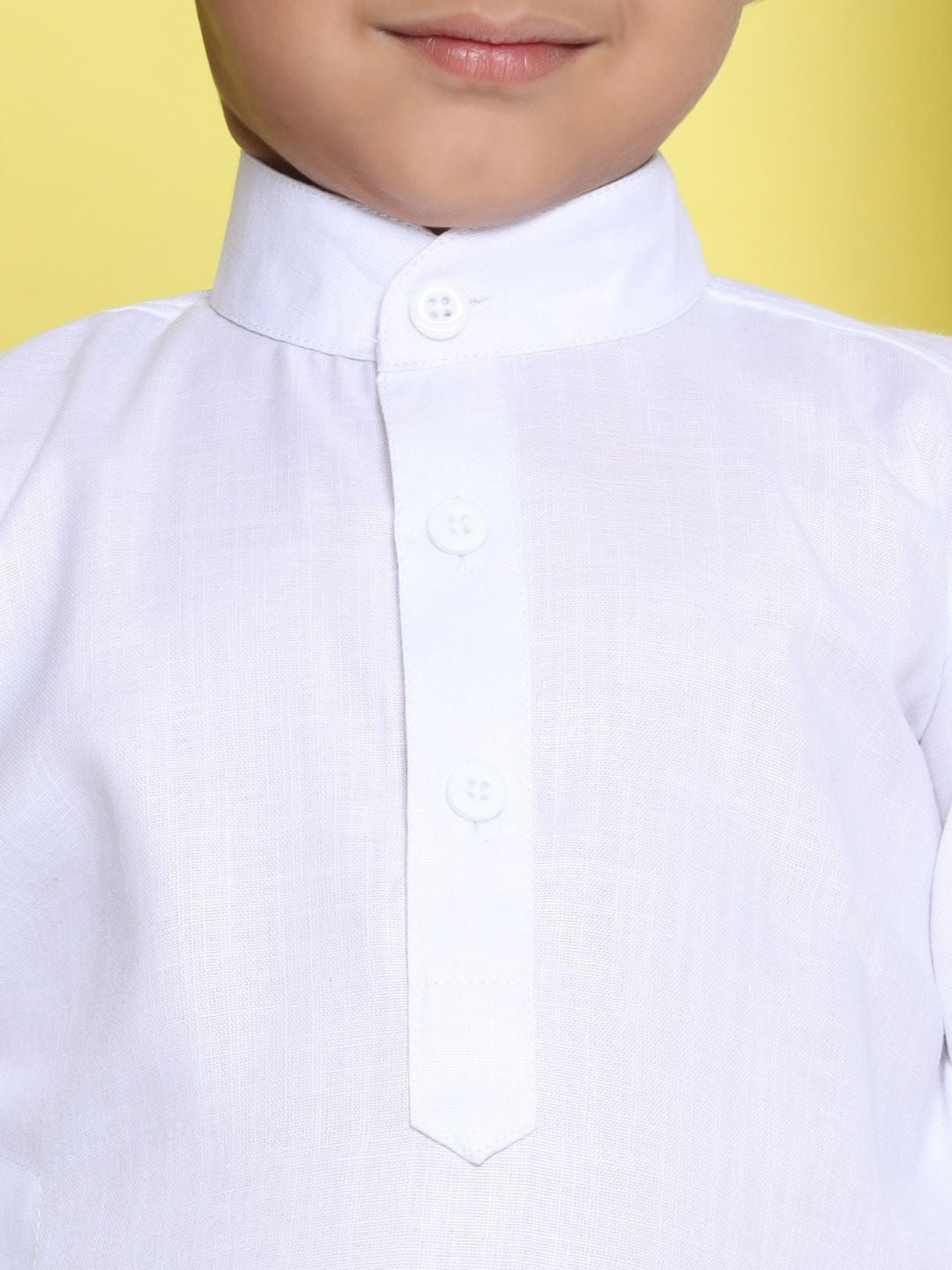 White Solid Pure Cotton Kurta Pyjama With Red Dupatta Set For Boys