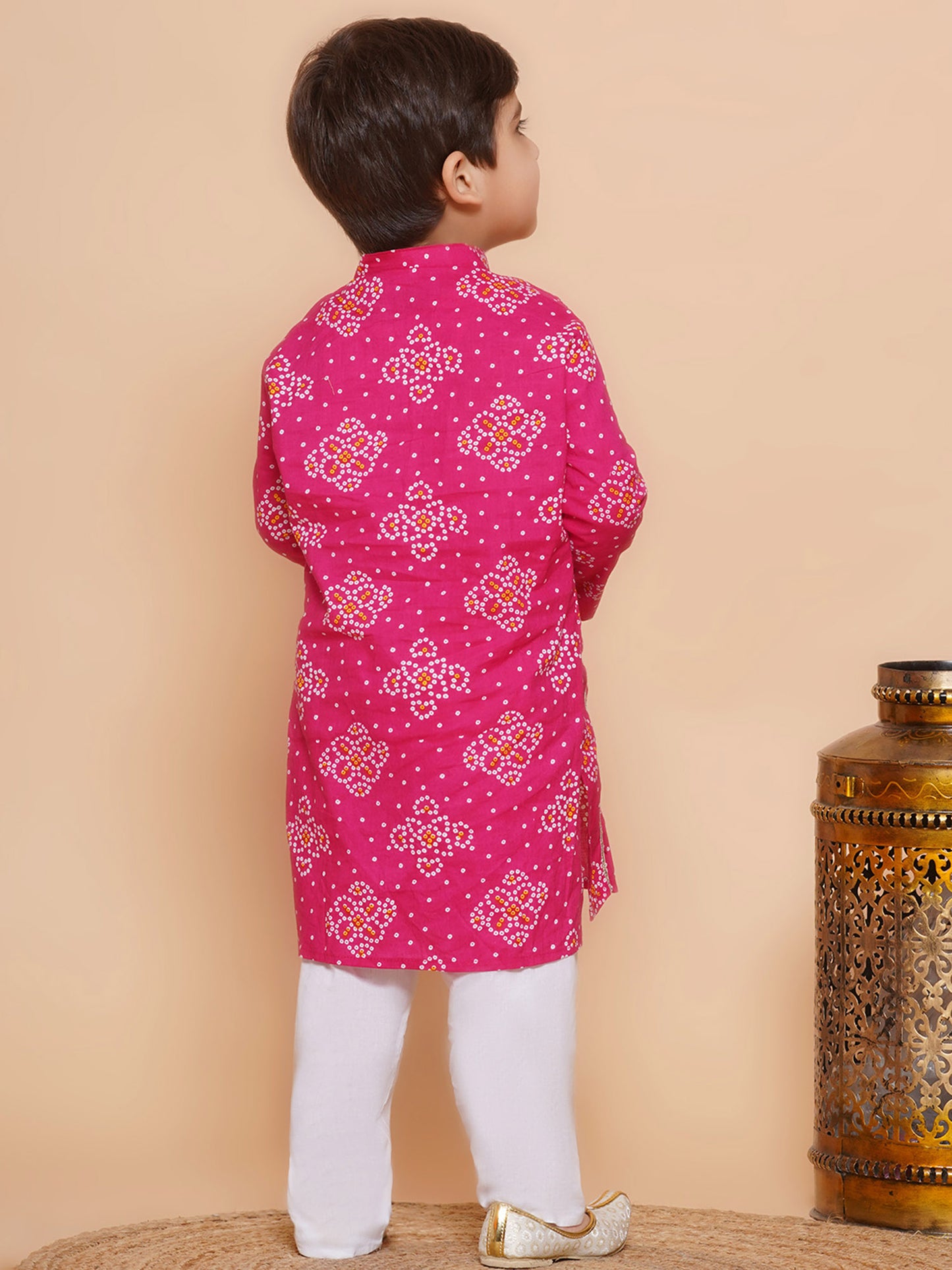 Boys Pure Cotton Kurta Pyjamas and Girls Lehenga Choli Sibling sets-Pink