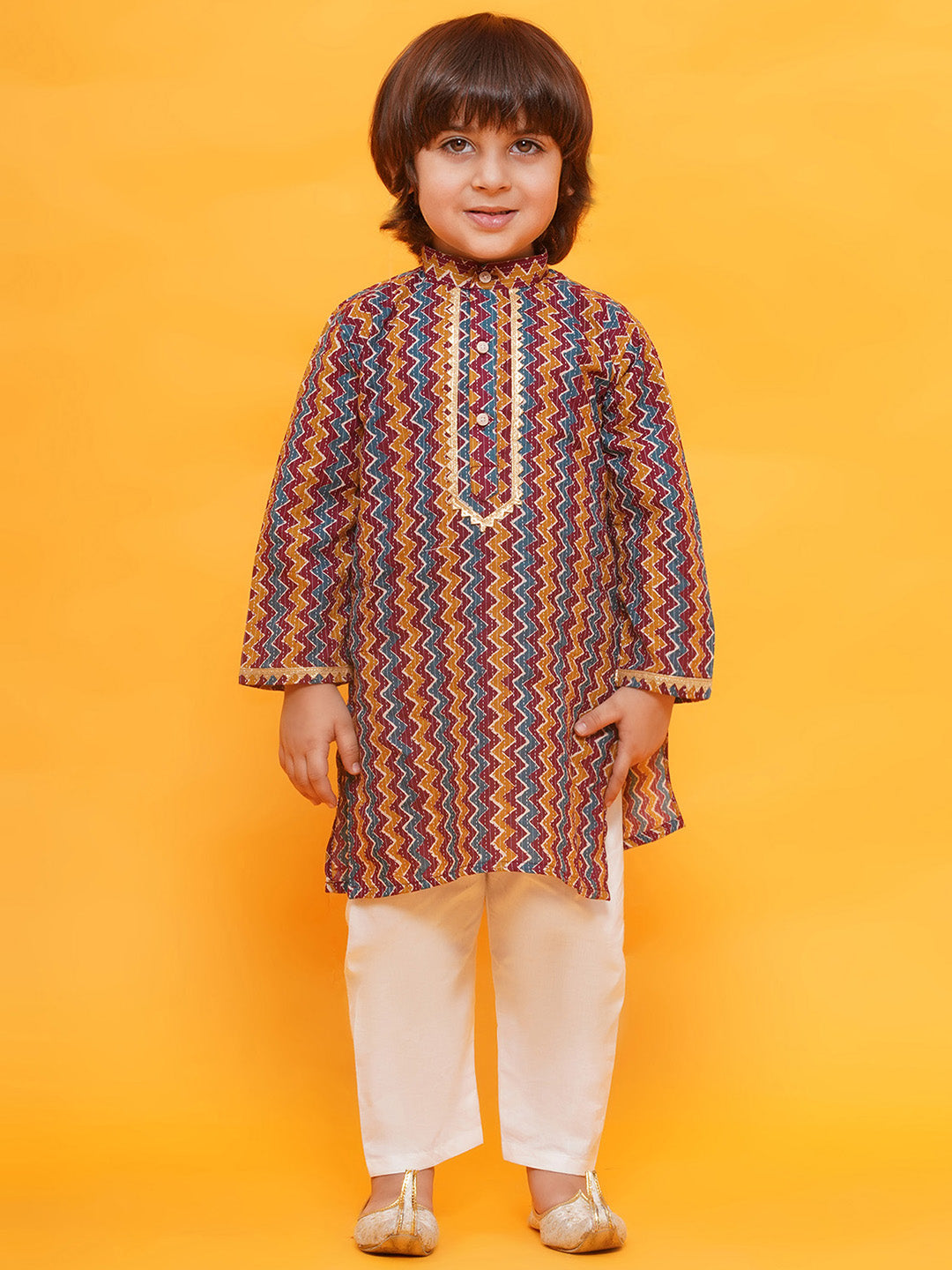 MULTI COLOR Cotton Full sleeves Printed Kurta Pyjama Set for Boys