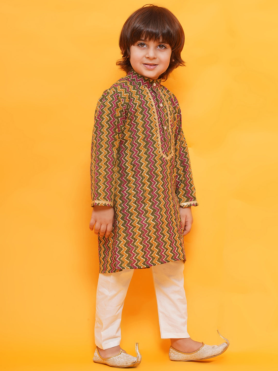 MULTI COLOR Cotton Full sleeves Printed Kurta Pyjama Set for Boys