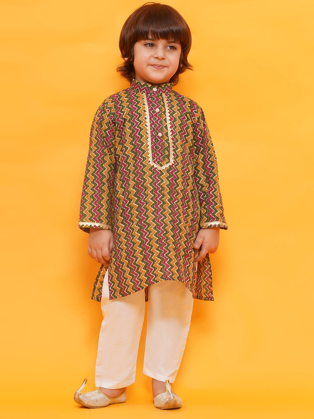 MULTI COLOR Cotton Full sleeves Printed Kurta Pyjama Set for Boys