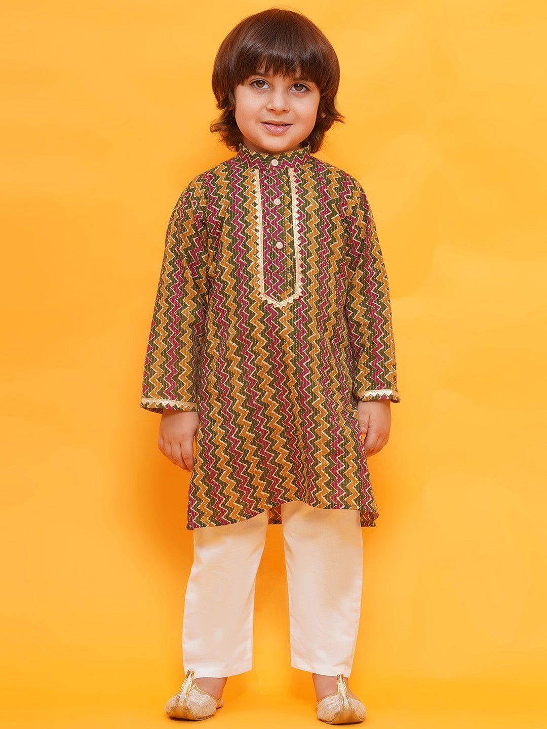 MULTI COLOR Cotton Full sleeves Printed Kurta Pyjama Set for Boys