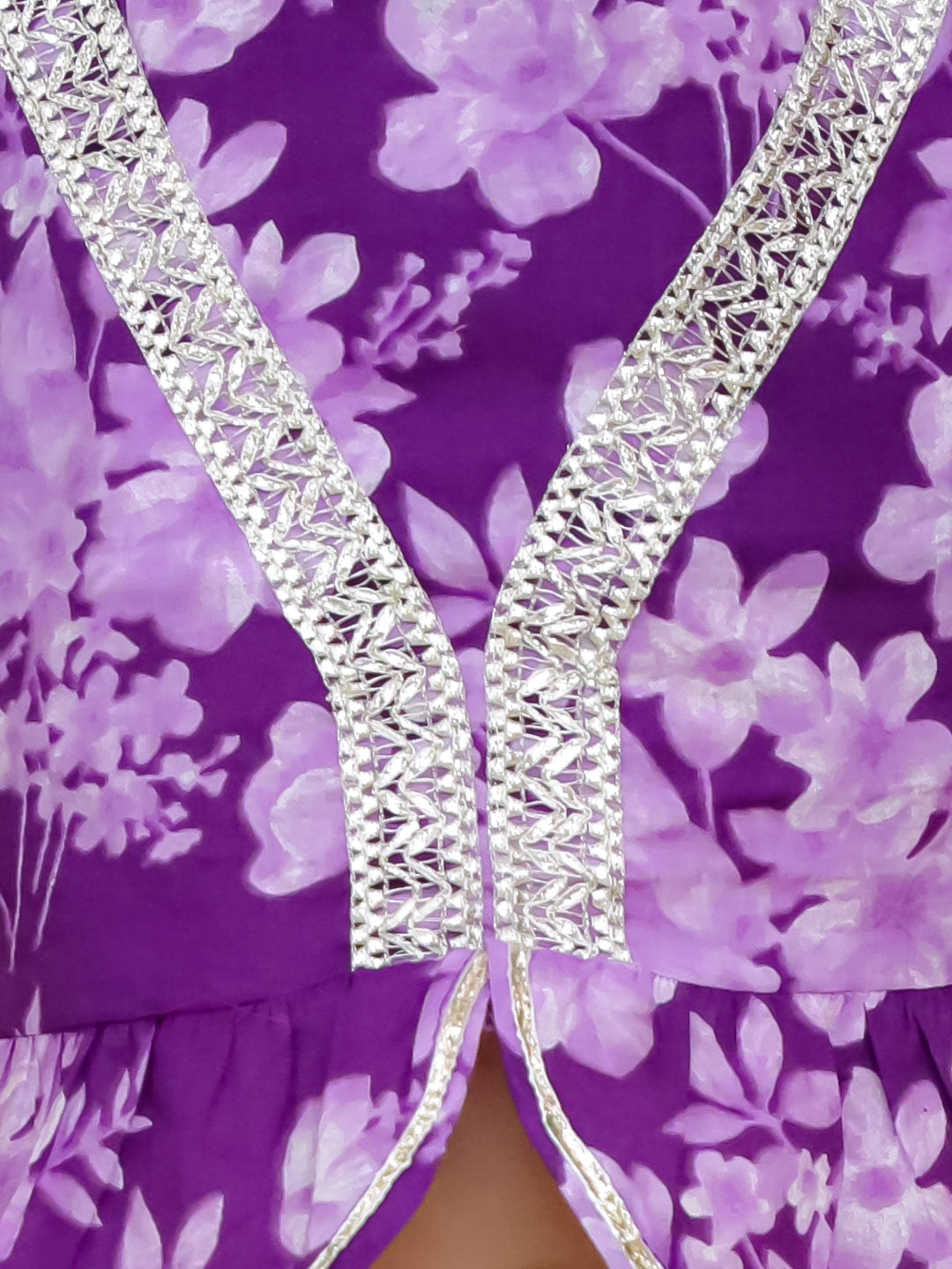 Purple Cotton Sleeveless Floral Printed Girls Co-Ords