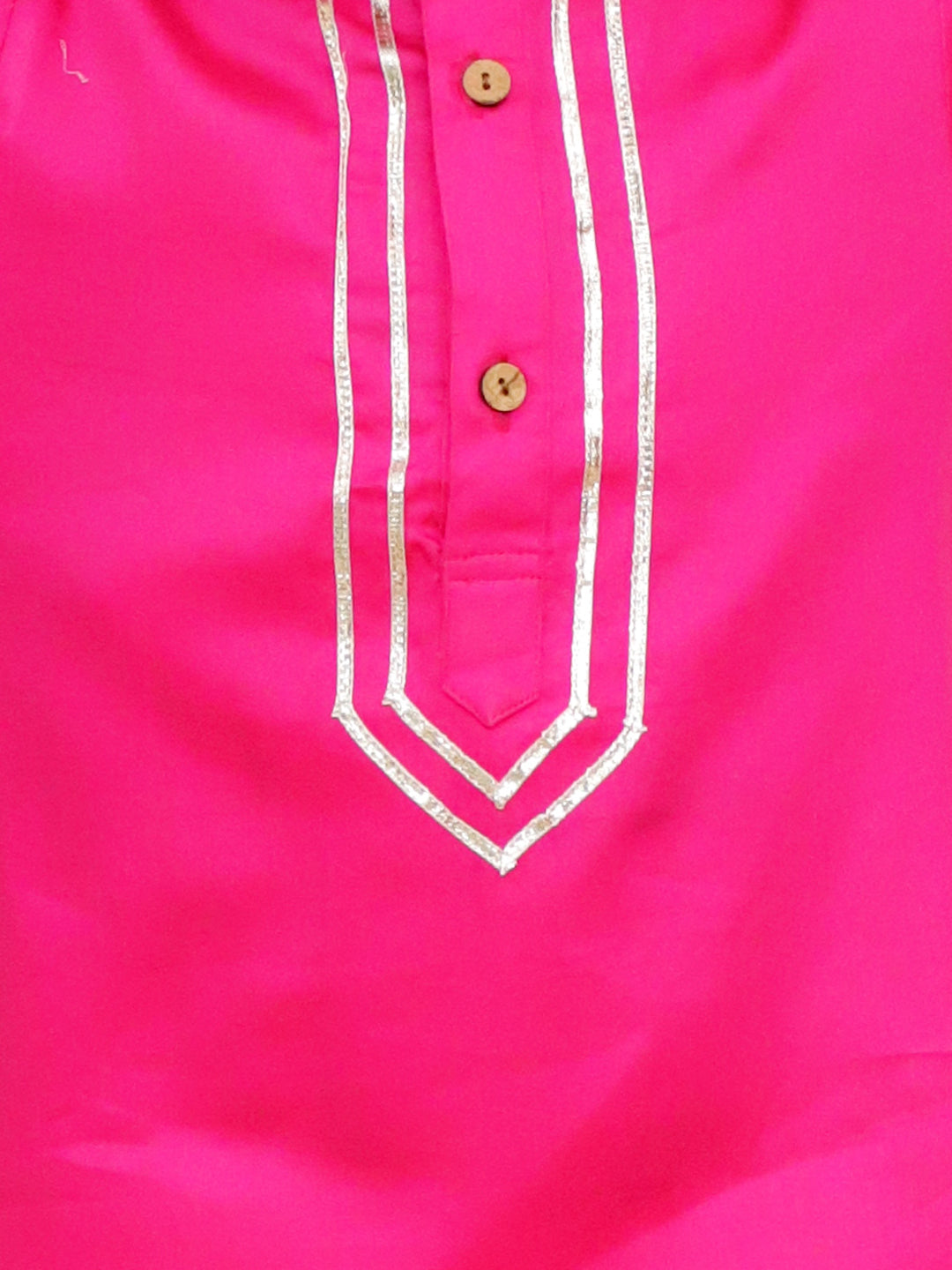 Boys Pink Cotton Full sleeves Solid Kurta Pyjama Set and Pink Cotton 3/4th Sleeves Solid Girls Suit Set - Sibling Set