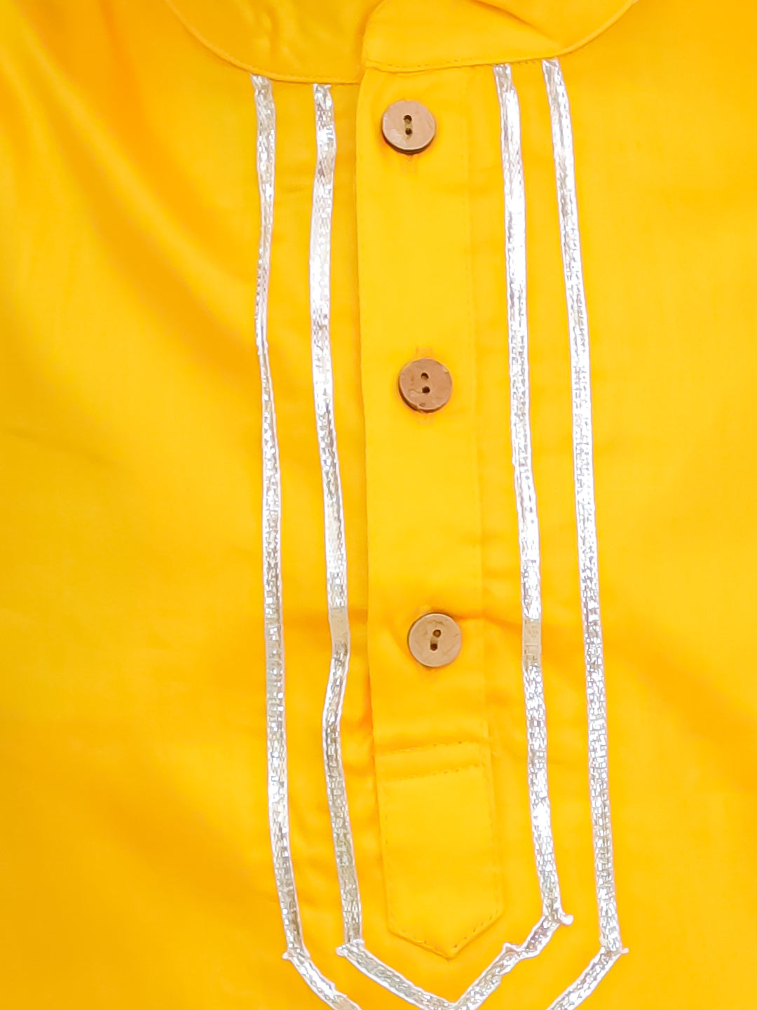 Yellow Cotton Full sleeves Solid Kurta Pyjama Set