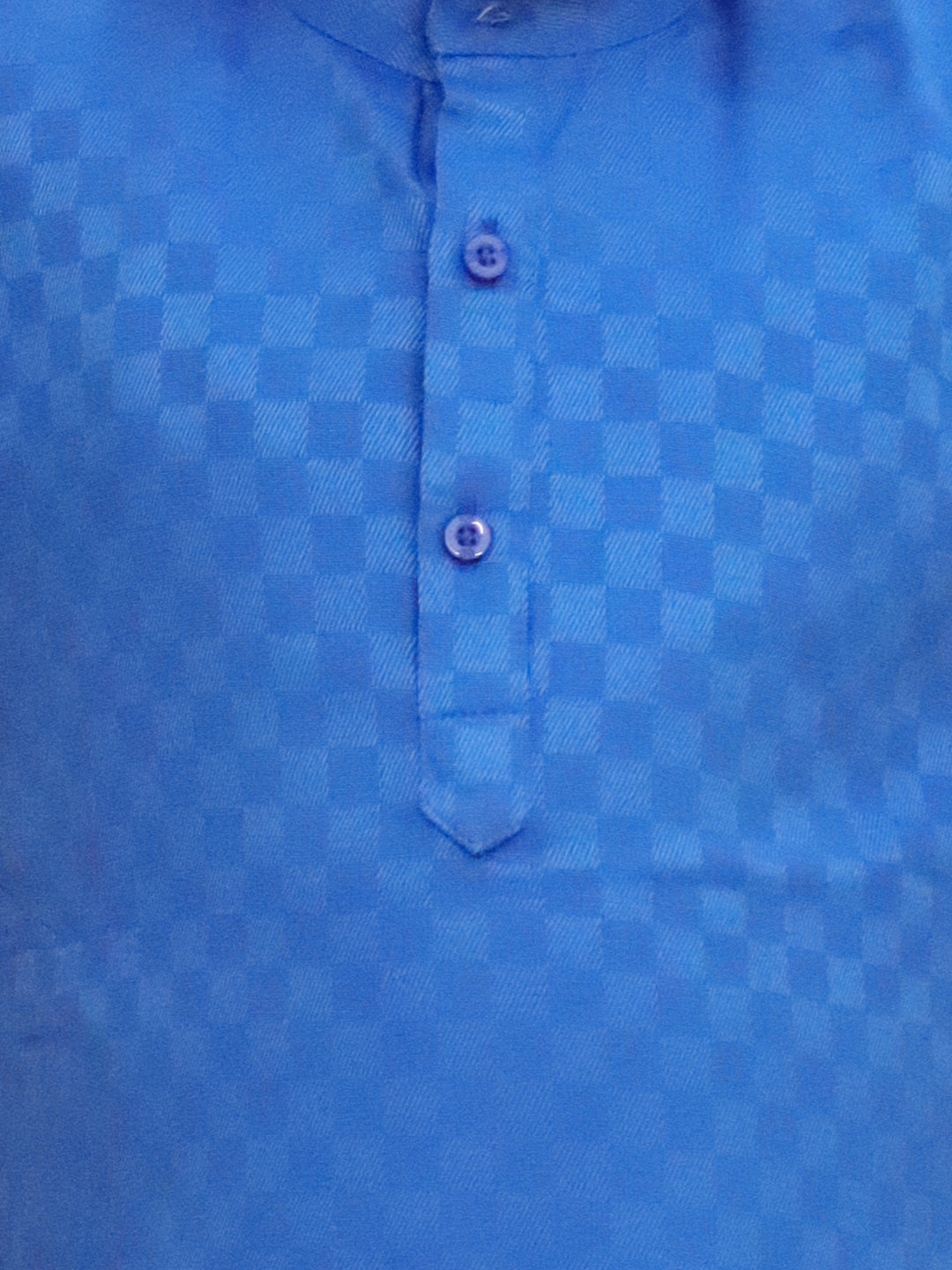 Boys Blue Cotton Full sleeves Check Kurta Pyjama Set