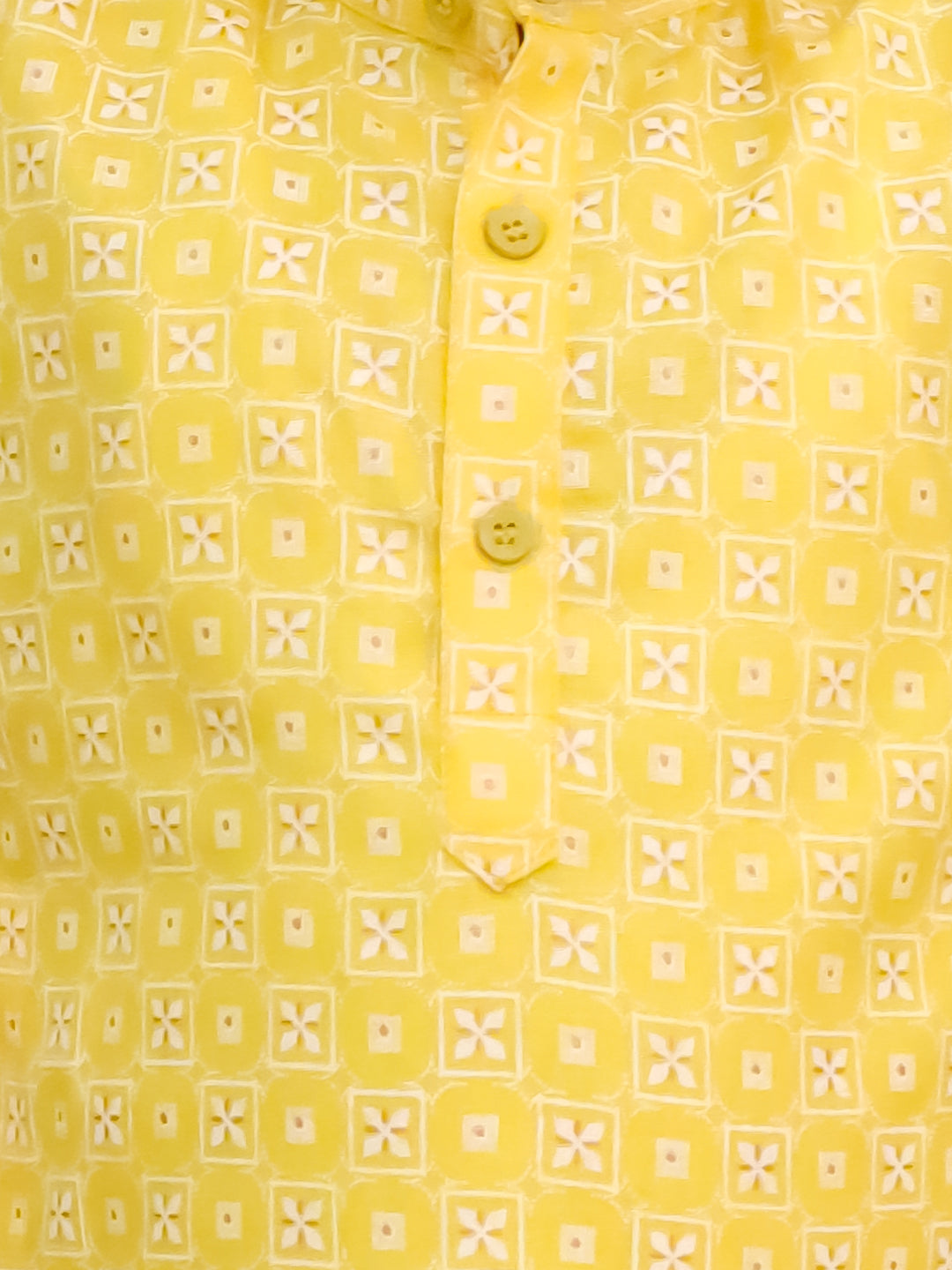 Boys Yellow Cotton Full sleeves Printed Kurta Pyjama Set