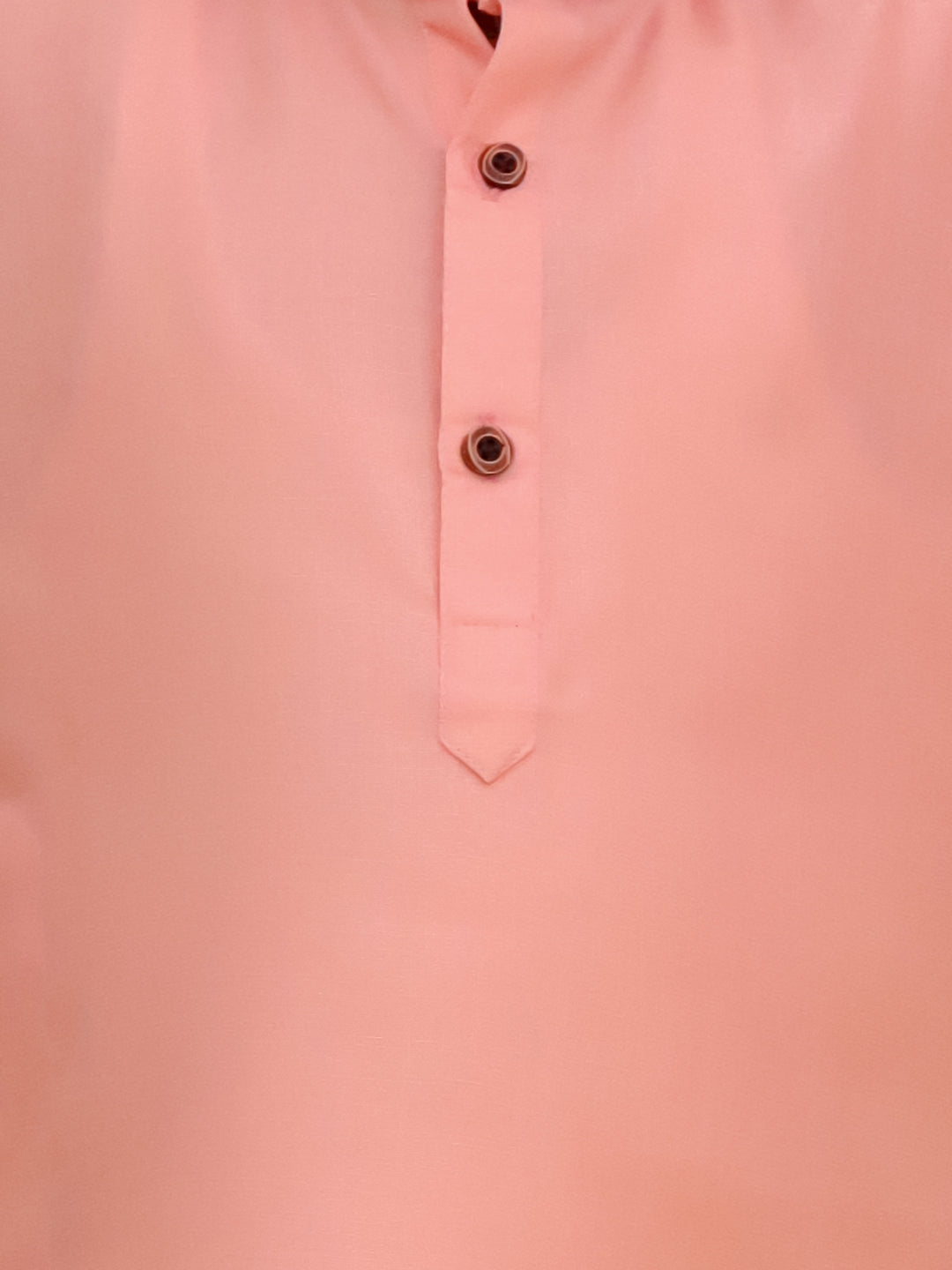 Boys Peach Cotton Full sleeves Solid Kurta Pyjama Set