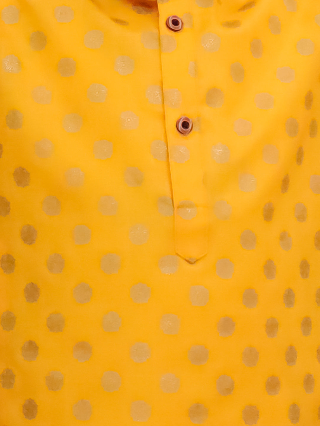 Boys Mustard Cotton Full sleeves Foil Printed Kurta Pyjama Set