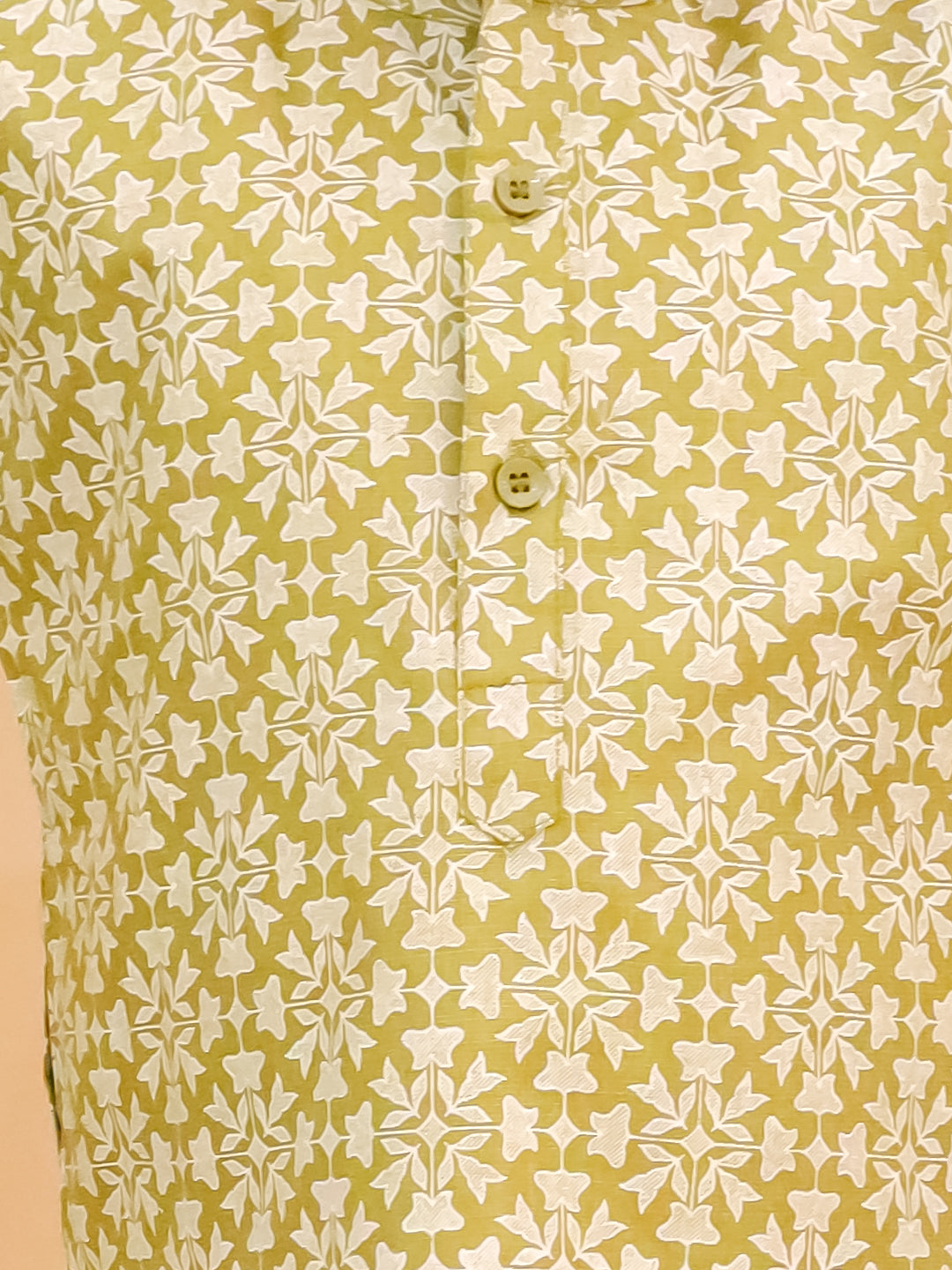 Boys Green Cotton Full sleeves Printed Kurta Pyjama Set