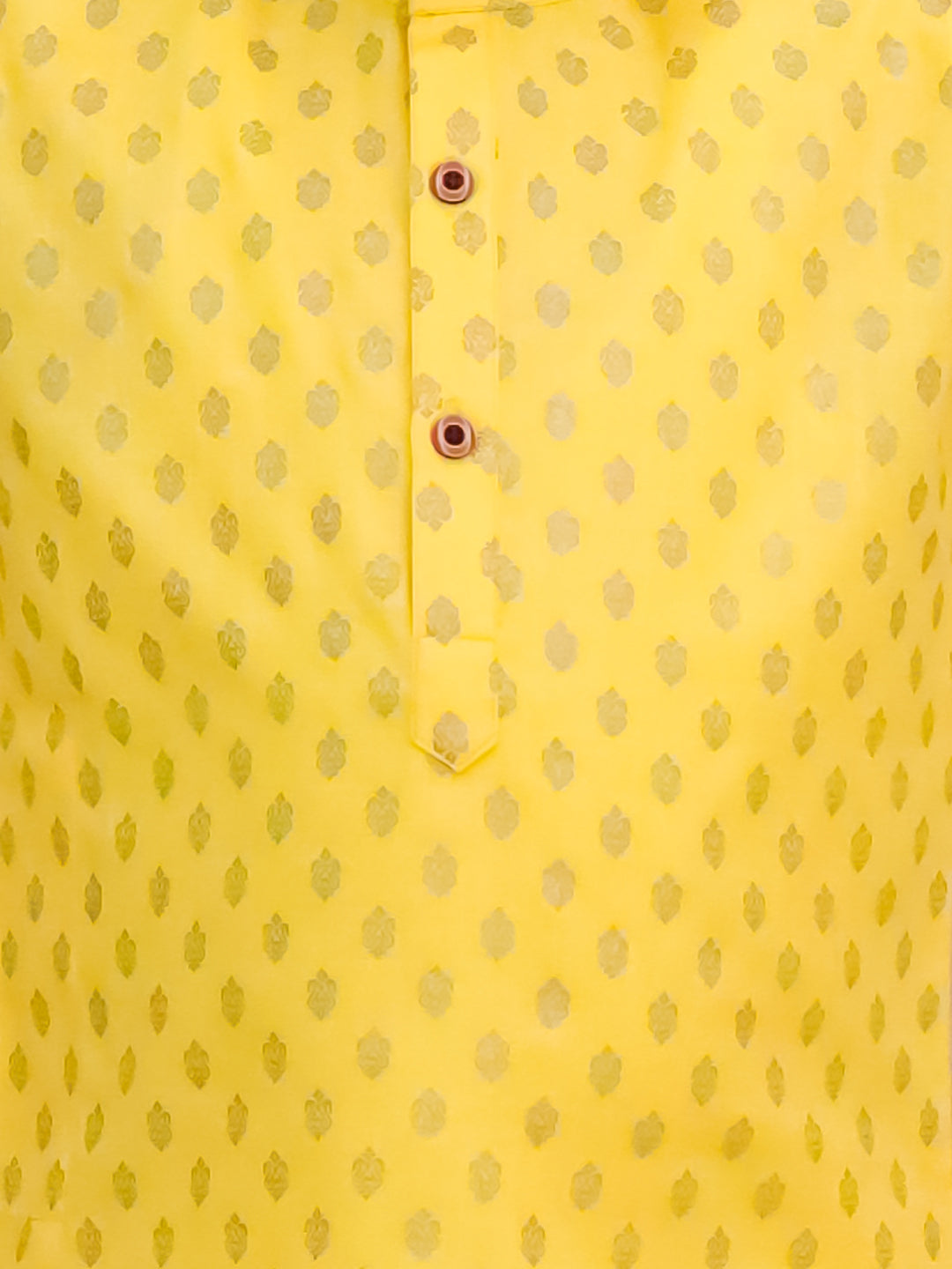 Yellow Cotton Full sleeves Foil Printed Kurta Pyjama Set
