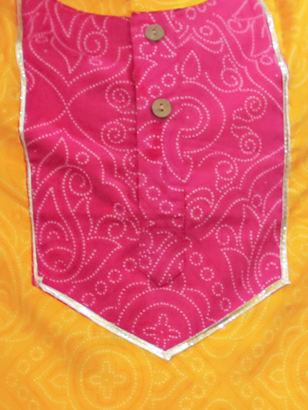 Yellow Cotton Full sleeves Printed Festive & Ethnic Wear Kurta Pyjama Set For Kids Boys