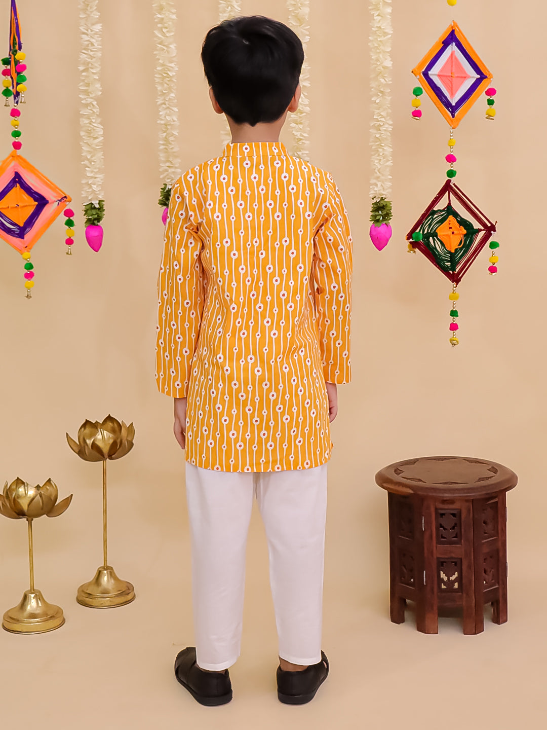 Kids Cotton Full Sleeve Printed Kurta Pajama Set for Boys - Ethnic wear