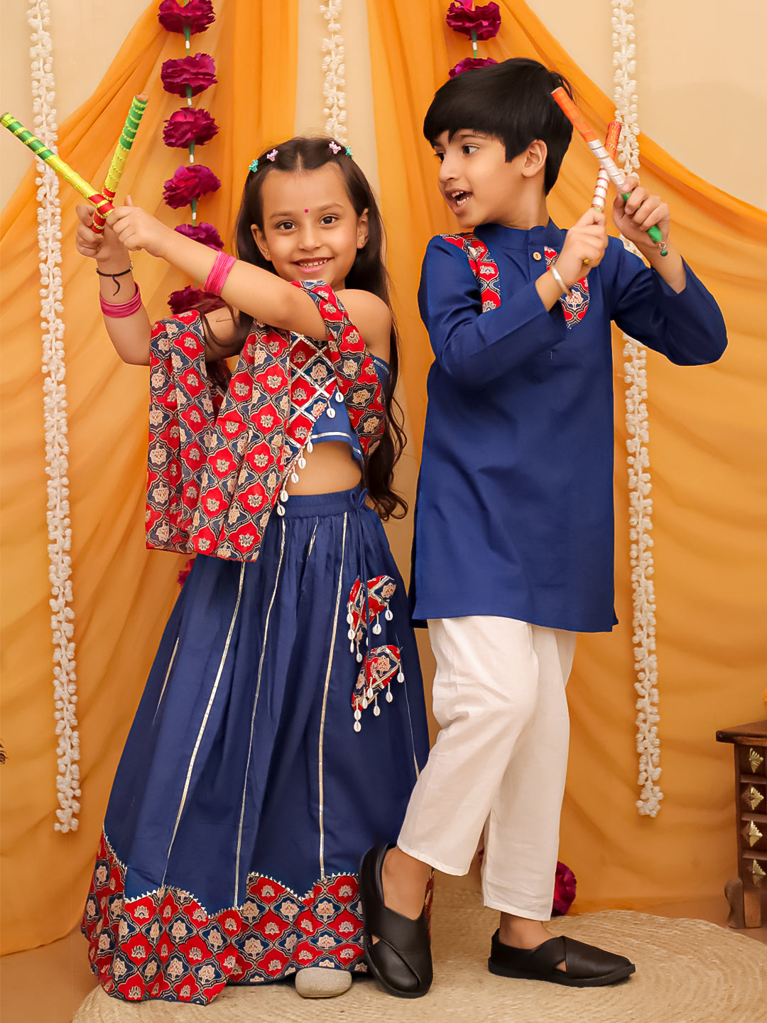 Red Cotton Full sleeves Printed Kurta Pyjama Set