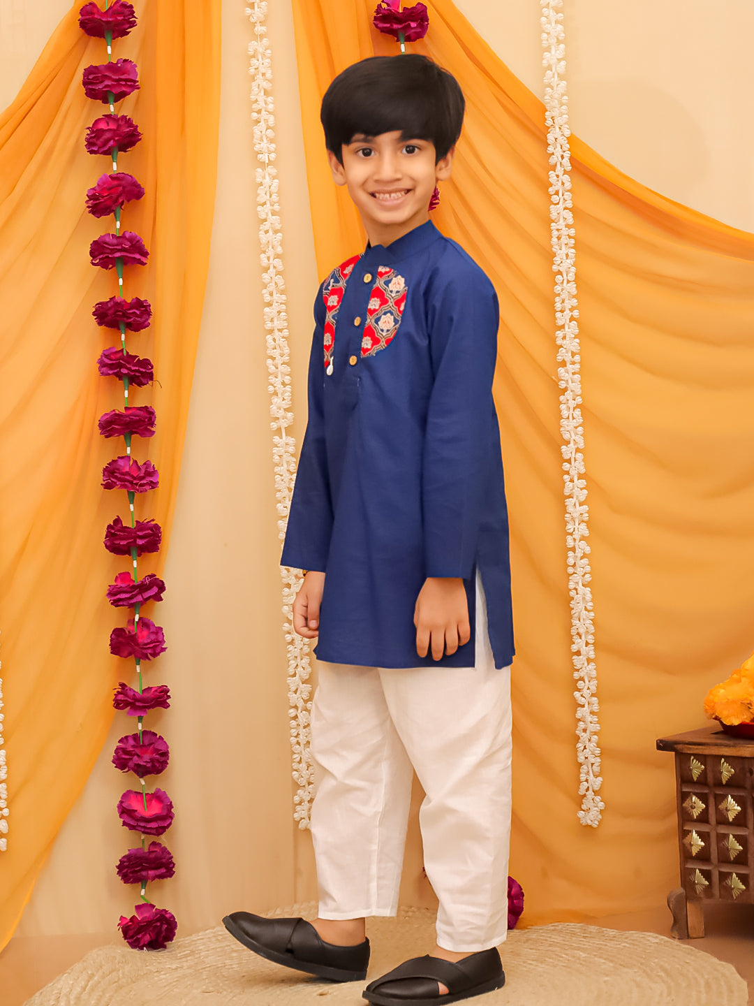 Red Cotton Full sleeves Printed Kurta Pyjama Set